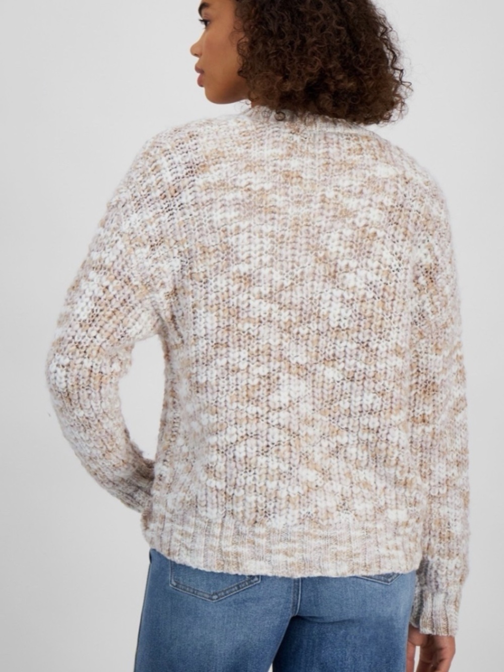 Hippie Rose Juniors' Open-Front Beige Long-Sleeve Oversize Cardigan SIZE L NWT - Picture 3 of 3